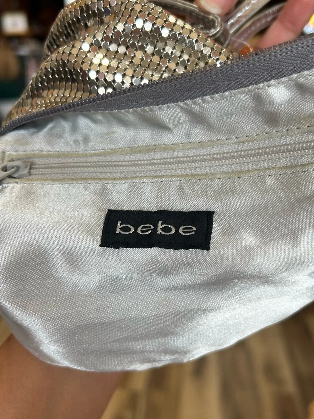 VINTAGE Y2K bebe Metal Mesh Wristlet Bag